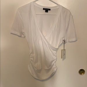 Something Navy white front cross white fashion tee